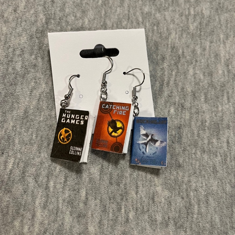 The hunger games series mini book earrings
